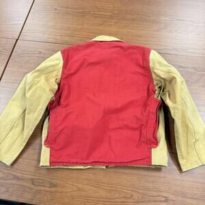 Vintage SafTbak Camo Hunting Jacket Tan & Red Corduroy Collar 70s Medium/Large